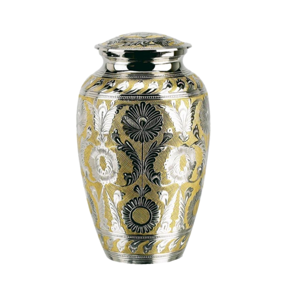 Lovely Engraved Gold & Silver Cremation Urn for Male and Female Human Ashes - Image 2