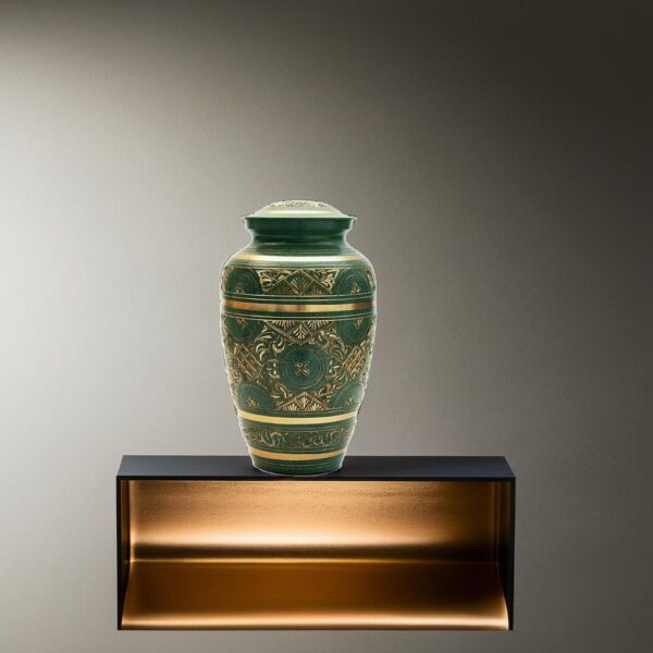 Beautiful Emerald Green Funeral Urn for Male and Female Human Ashes