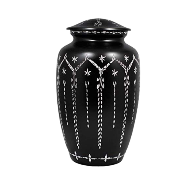 Beautiful Diamond Black Finish Cremation Urn for Male and Female Human Ashes