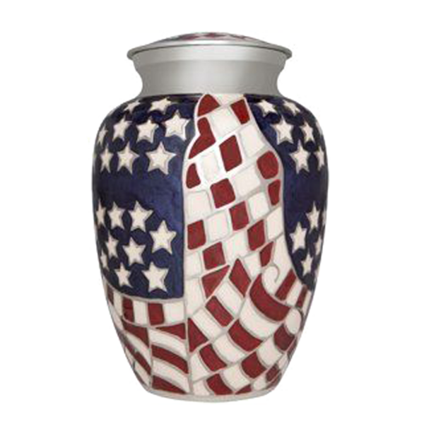 Lovely US Flag Color Cremation Urn for Male and Female Human Ashes - Image 2