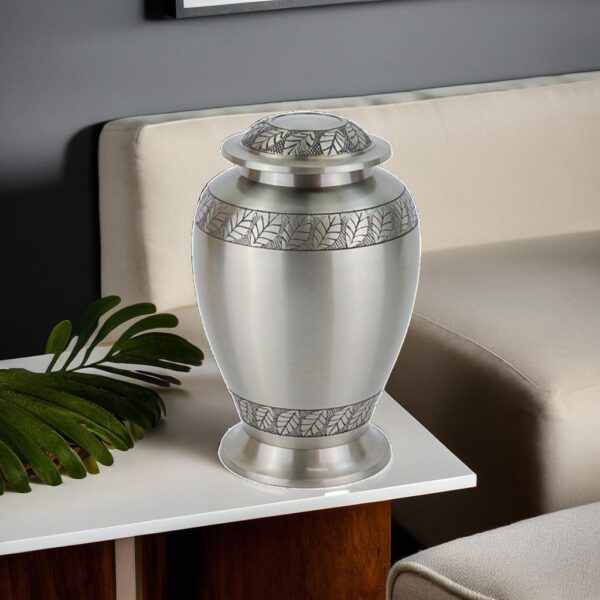 Beautiful Monarch Silver Pewter Cremation Urn for Male and Female Human Ashes Funeral Urn