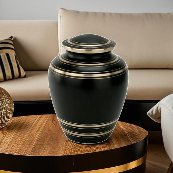 Lovely Black With Gold Line Cremation Urn for Male and Female Human Ashes Funeral Urn