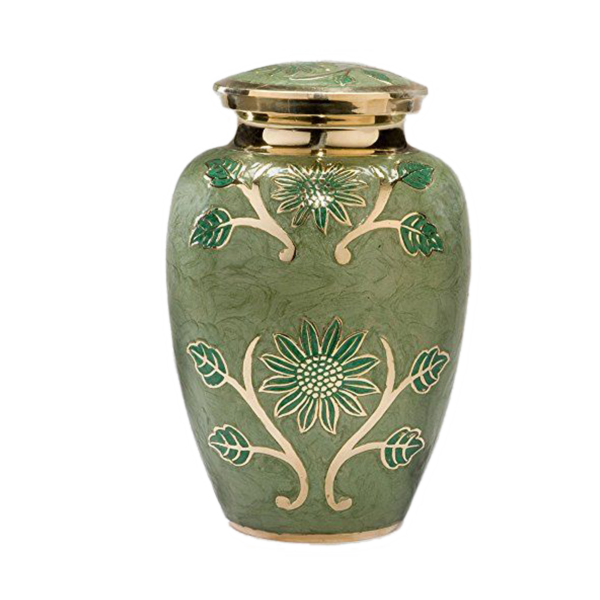 Lovely Green Sun Flower Cremation Urn for Male and Female Human Ashes Funeral Urn - Image 2