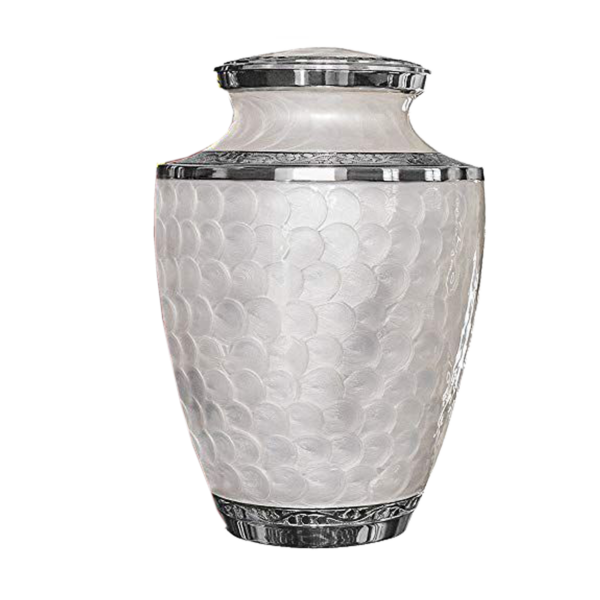 Lovely White Solid Enameled Cremation Urn for Male and Female Human Ashes Funeral Urn - Image 3