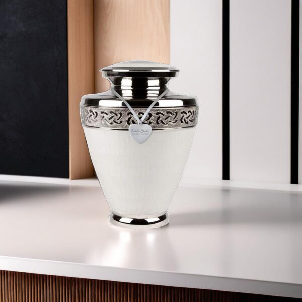 Beautiful White Cremation Urn for Male and Female Human Ashes Funeral Urn