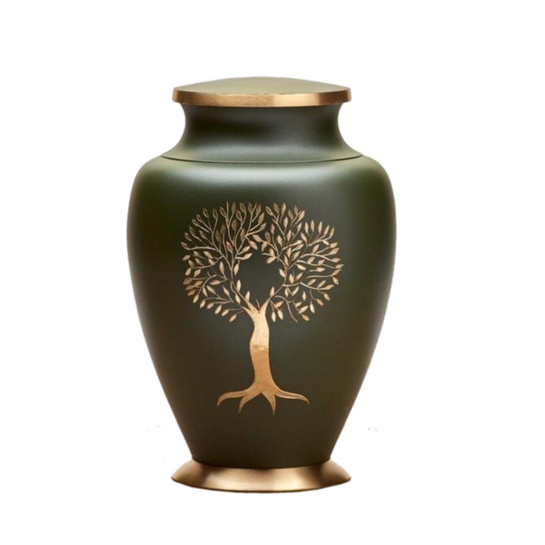 Lovely Green Tree Engraved Cremation Urn for Male and Female Human Ashes Funeral Urn - Image 2