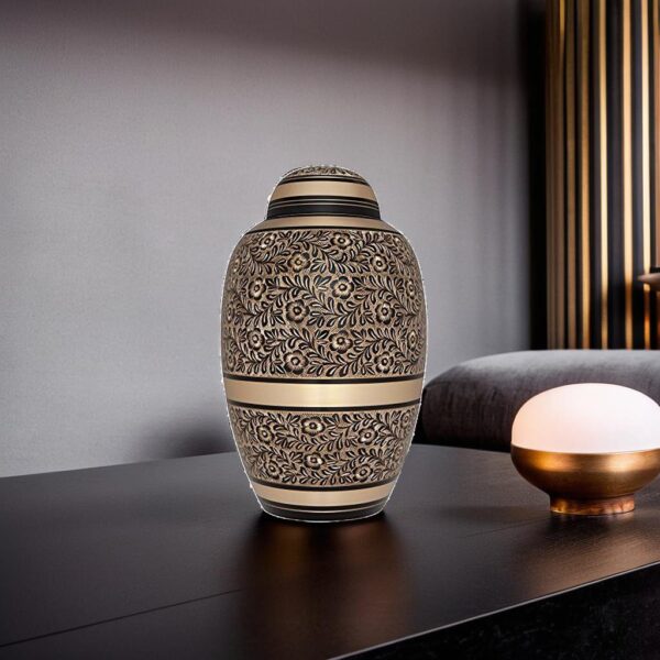 Lovely Dom top Golden Engraved Cremation Urn for Male and Female Human Ashes Funeral Urn