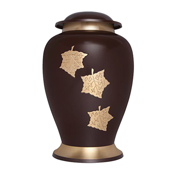 Lovely Golden Leaves Engraved Cremation Urn for Male and Female Human Ashes Funeral Urn - Image 2