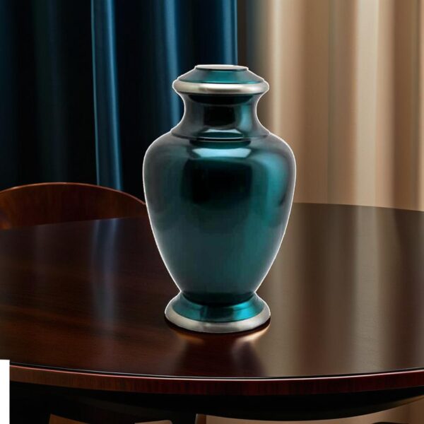 Lovely Dark Greenish Color Cremation Urn for Male and Female Human Ashes Funeral Urn