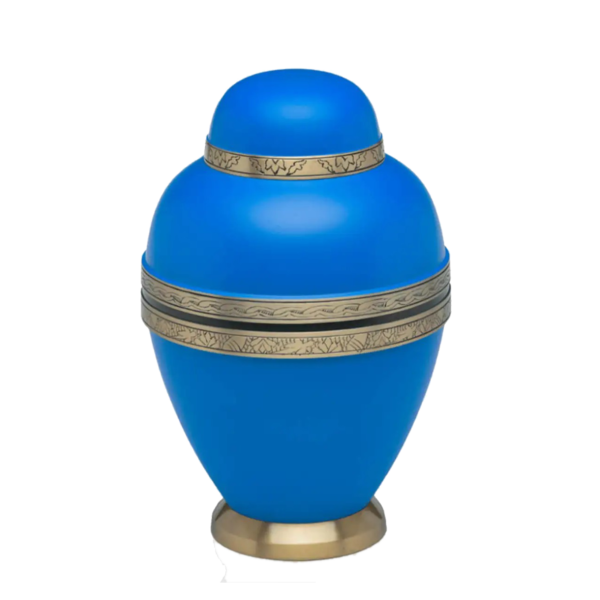 Lovely Blue Color With Band Cremation Urn for Male and Female Human Ashes Funeral Urn - Image 2