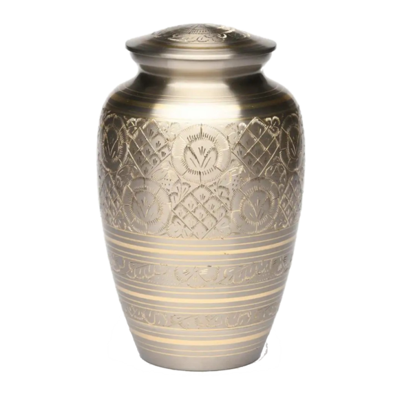 Lovely Silver Engraved Cremation Urn for Male and Female Human Ashes Funeral Urn - Image 2