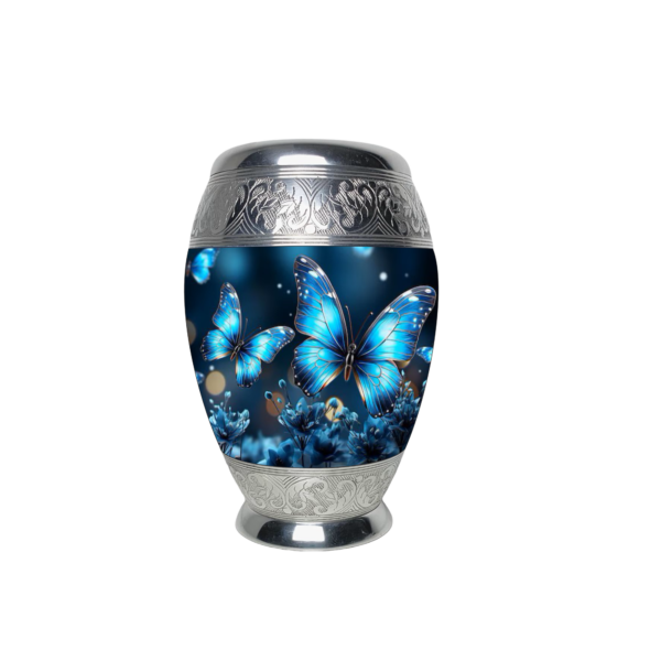 Beautiful Blue Butterfly Cremation Urn for Adult Male and Female Human Ashes Funeral Urn - Image 2