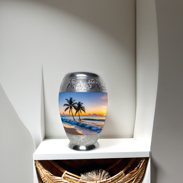 Beautiful Beach View in Sunrise Cremation Urn for Adult Male and Female Human Ashes Funeral Urn