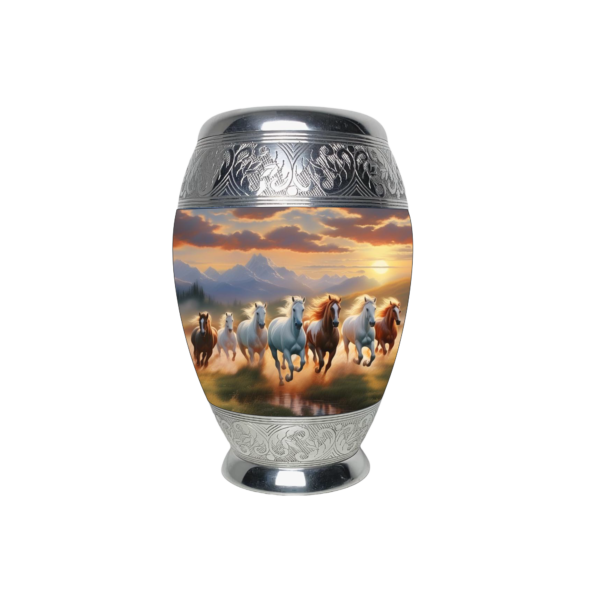 Beautiful Seven Horse Running Cremation Urn for Adult Male and Female Human Ashes Funeral Urn - Image 2