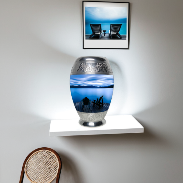 Beautiful Peaceful Ocean Cremation Urn for Adult Male and Female Human Ashes Funeral Urn