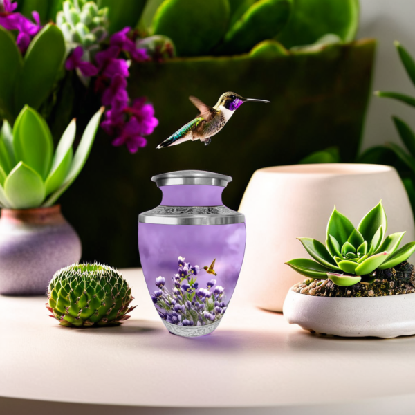 Lovely Humming Bird With Purple Flower Cremation Urn for Adult Male and Female Human Ashes Funeral Urn