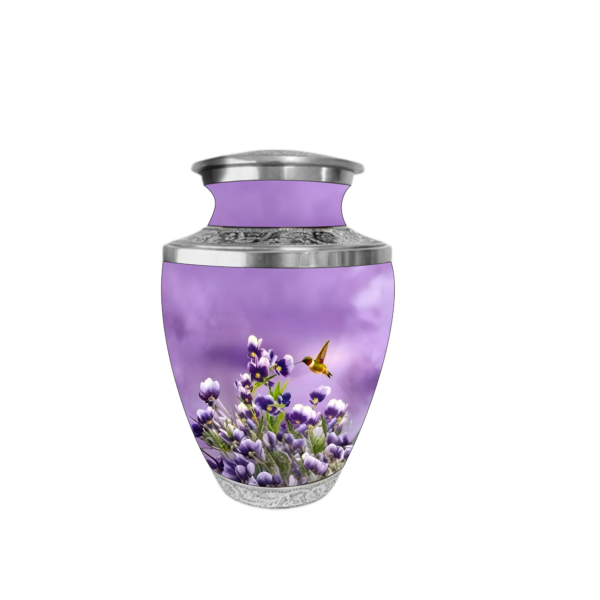 Lovely Humming Bird With Purple Flower Cremation Urn for Adult Male and Female Human Ashes Funeral Urn - Image 2