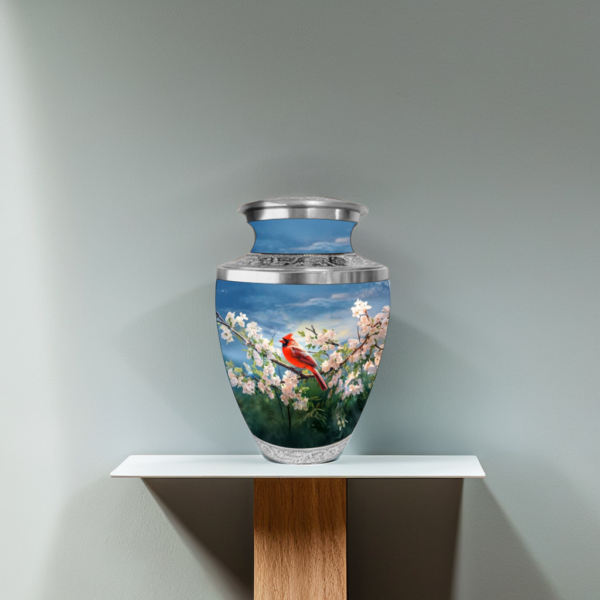 Lovely Cardinal Bird Cremation Urn for Adult Male and Female Human Ashes Funeral Urn