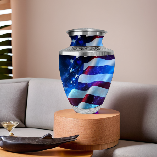 Beautiful American Flag Cremation Urn for Adult Male and Female Human Ashes Funeral Urn